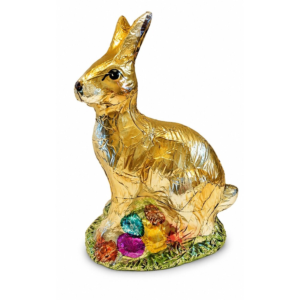 Easter Bunny Rabbit Eggs Faux Chocolate Figurine 5.25" Tabletop Shelf Decor